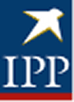IPP company logo featuring a white flying bird icon above white serif lettering on a blue background