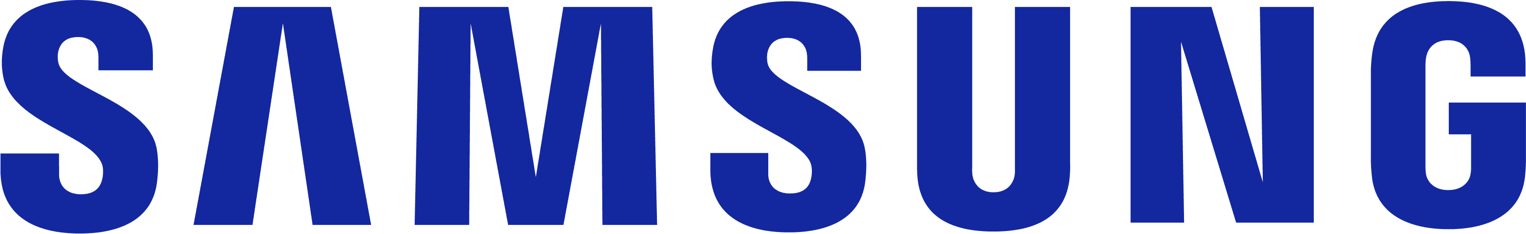 Samsung logo wordmark in bold blue lettering